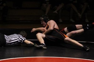 Zach Sintobin (220lbs.) with a headlock on his way to victory
