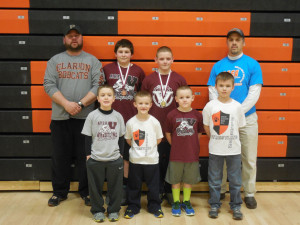  Area V Tournament Participants: Front Row (L-R) Logan Powell, Noah Harrison, Jake Smith. Back Row (L-R) Coach David Smail, Chase Makray, Ben Smith, Dawson Smail, Coach Lee Weber. Missing from photo, Owen Reinsel