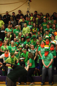 (Photo by Chris Ganoe) Combined Bobcat and Gremlin Student Sections cheer on the Lady Cats