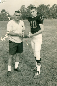 (Photo provided by Drew Zwald) Coach Zwald and Bobcat Quarterback Drew Zwald in the late 1960's