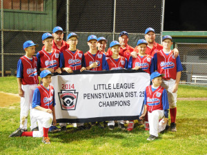 Clarion 11-12 Year Olds proudly display the 2014 District 25 Championship Banner