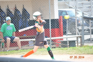 Kaitlyn Constantino hitting a bases loaded single in the 5th inning, of the championship game, to drive in a run. 