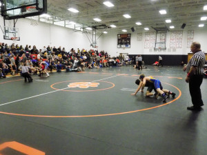 A large crowd was treated to action on several mats at once.