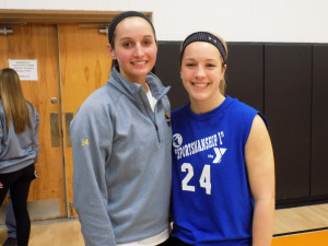 All-Staters Madison Johnson (left) and Maci Thornton (right) at Sportsmanship 1 games, earlier.