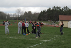 Claire Saylor tossing the javelin