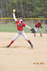 (Photo by Kim Constantino) Kaitlyn Constantino delivers a pitch during no-hitter