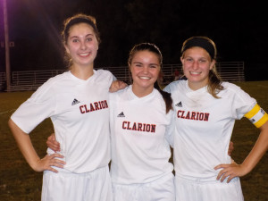Clarion's three goal scorers: Hope Hazlett, Forest Mills and Kelly Beveridge