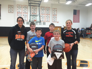 (Photos provided by Clarion Area) Front (L-R) Boys winners: Aiden Quinn and Bailee Verdill. Back (L-R) Girls Varsity Head Coach Tracy Durish, Boys second place winners Reece Geiger and Mason Songer , Girls Assistant Coach Angela Neiderriter