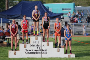 (Photo by Nancy Mills) Forest Mills (Fourth from Left) on the Medal Podium