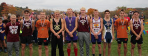 3rd place Adam Bettwy (third from left) and 9th place Nathaniel Lerch (second from right) pose with the Top 10 medalists