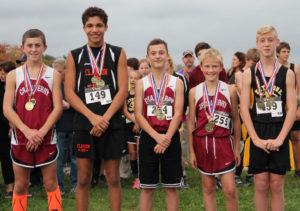 Second placer winner Don Cunningham (second from left) with other Boys Junior High place winners