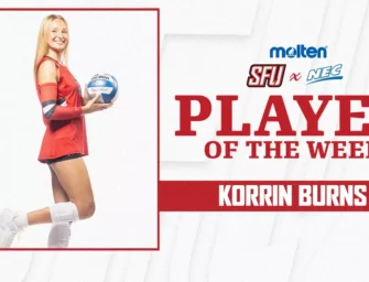 Eight Is Great: Korrin Burns Selected NEC/Molten Women’s Volleyball Player Of The Week For Eight Time This Season For SFU; She And Teammate Alexandra Sappia Join As Prime Players